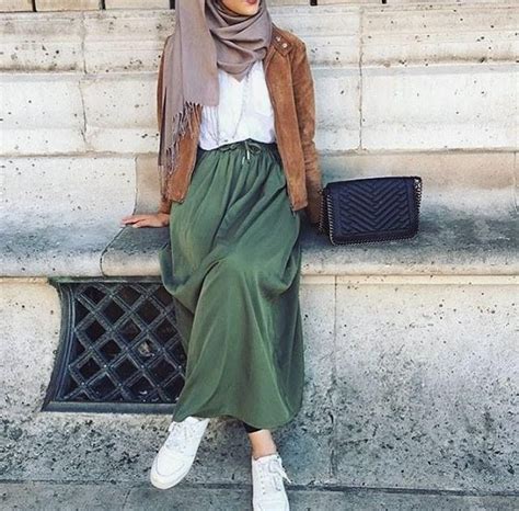 gamis hijau army cocok  jilbab warna  pintar mencocokan