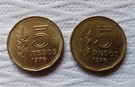 Argentina 5 Pesos Año 1976 1977 Km 71 Moneda Bronce Alumino 49 99