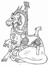 Coloring Carousel Pages Adult Dragon Animals Horse Printable Animal Sheets Coloriage Books Dessin Paper Kids Book Getcolorings Colouring Colo Colorier sketch template