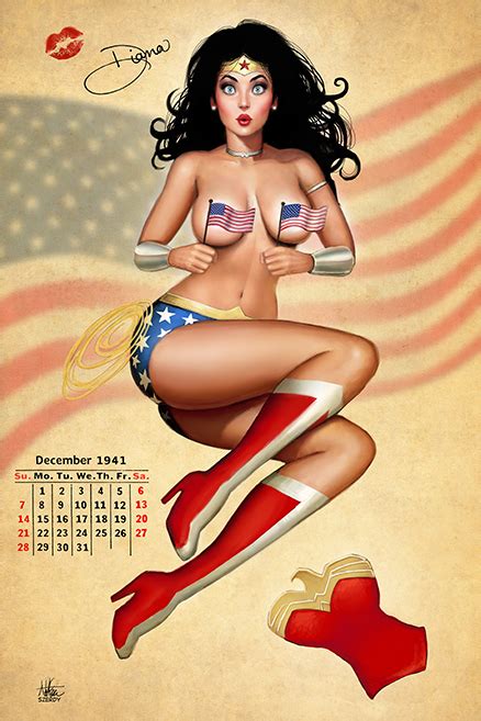 Wonder Woman Pinup With Flags By Nszerdy On Deviantart