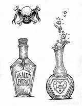 Potion Bottle Drawing Bottles Drawings Potions Tattoo Poison Pages Adult Scary Coloring Witch Flash Aesthetic Tumblr Draw sketch template
