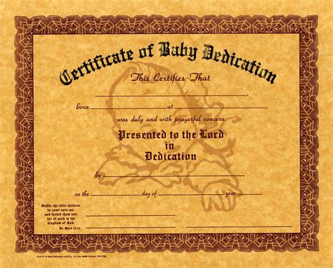 christian baby dedication certificate