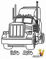 Coloring Pages Truck Semi Drawing Wheeler Diesel Peterbilt Trucks Outline Printable Color Kenworth Trailer Clipart Line Tractor Print Drawings Vector sketch template