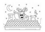 Santa Malvorlage Claus Coloring Weihnachtsmann Roof Para Colorear Dibujo Noel Coloriage Dem Auf Dach Noël Tejado Toit El Sur Le sketch template