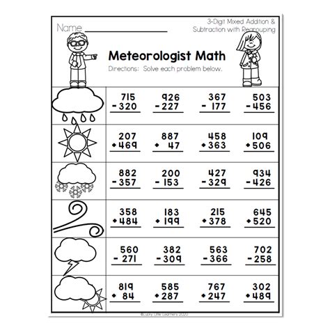 grade math worksheets  digit mixed addition  subtraction