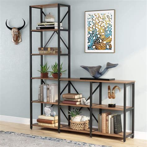 tribesigns  shelves bookshelves industrial ladder corner etagere