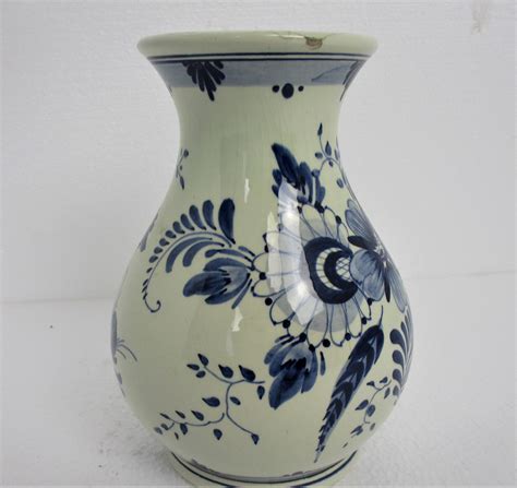 delft holland blue white porcelain vase de delft marked hand etsy