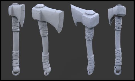 syulized stylized axe 3d sculpted model cgtrader
