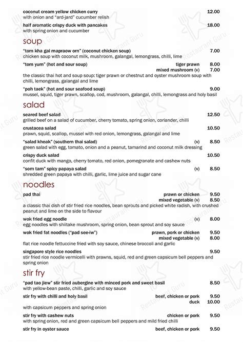 menu  thai marina restaurant eastbourne