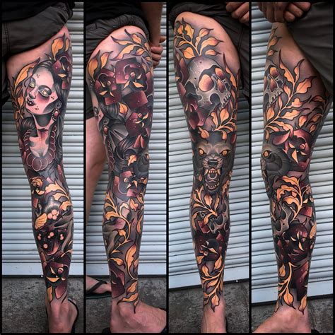leg sleeve matt curzon leg tattoos leg tattoo