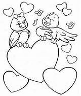 Coloring Valentine Birds Pages sketch template