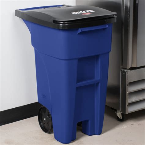 rubbermaid  brute  gallon blue wheeled rectangular trash