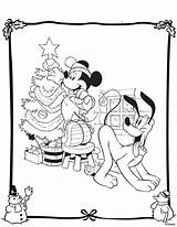 Disney Coloring Christmas Pages Printable Kids Mickey Pluto sketch template
