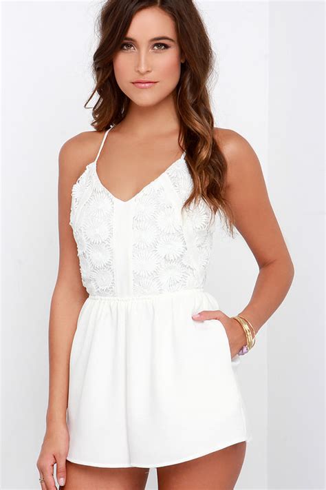 white lace romper dressed  girl