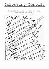 Pencils Worksheet Colouring Worksheets Preview Colours sketch template