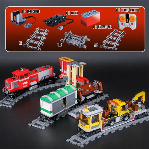 dhl city series red cargo train set remote control building blocks bricks children toys