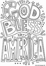 Coloring Bless God Pages America July 4th Doodle Printable Independence Print Color Christian Religious Online Crafts sketch template