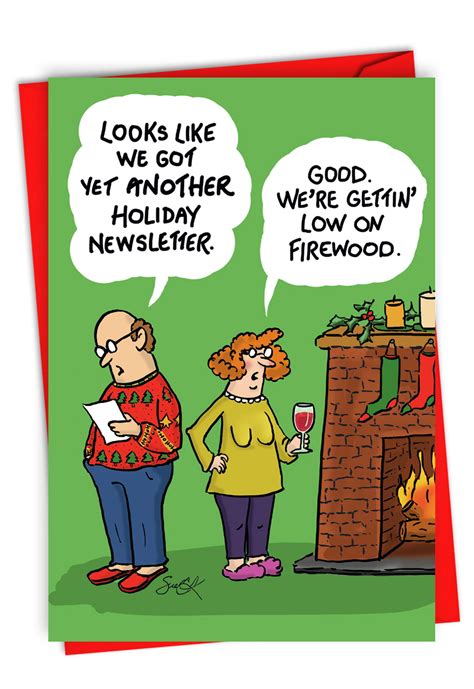 funny cartoon christmas card  envelope humor holiday greeting