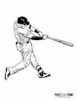 Pitcher Basebal Bat Swinging Etching Printcolorfun sketch template