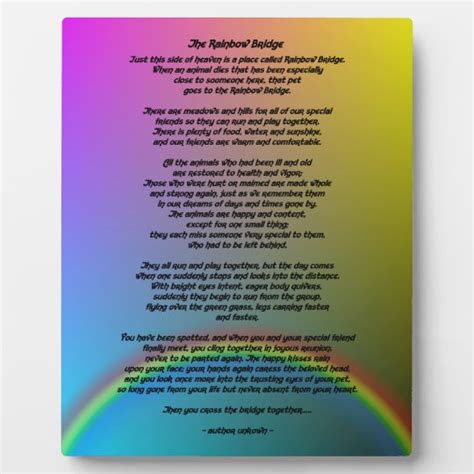 rainbow bridge poem plaque zazzlecomau