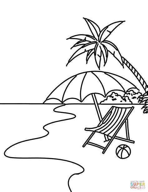 summer beach scene coloring page  printable coloring pages