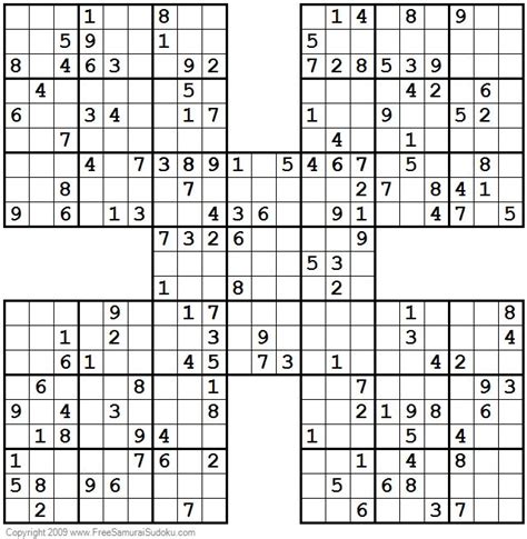 printable samurai sudoku puzzles