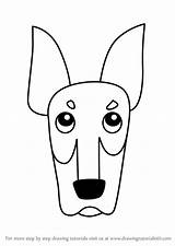 Doberman Drawing Dog Draw Kids Step Face Tutorials sketch template