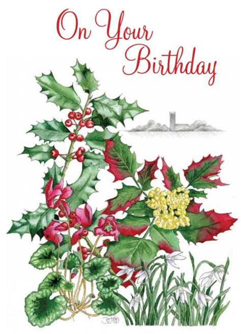birthday wishes winter flowers card  card company