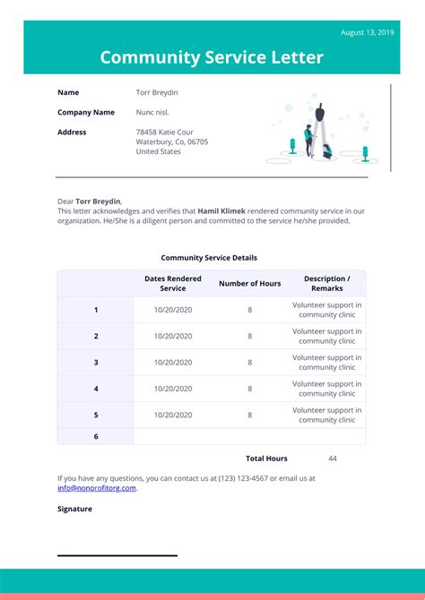 community service letter template templates jotform
