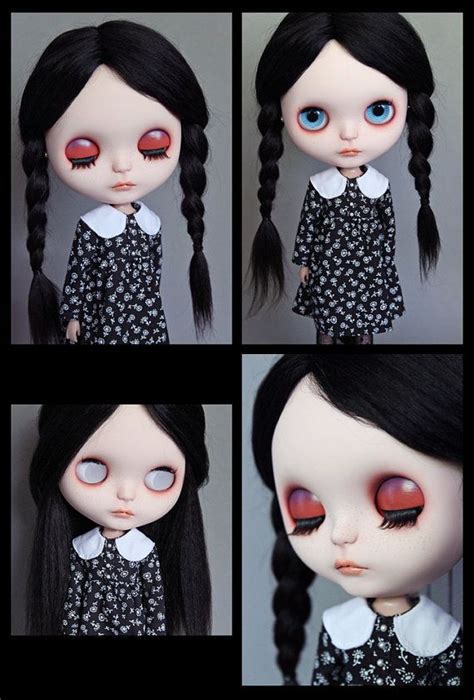 ooak blythe custom blythe doll little wednesday addams front doors dolls and the front