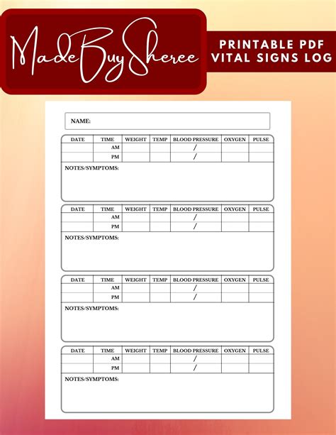 printable blank vital signs chart
