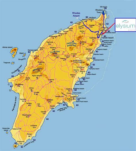 map directions elysium resort spa rhodes rhodos island greece