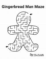 Gingerbread Maze Man Mazes Printable Kids Christmas Activity Sheets Worksheets Museprintables Preschool Visit sketch template