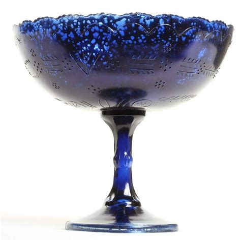 Koyal Wholesale 8 Inch Navy Blue Glass Compote Bowl Pedestal Flower