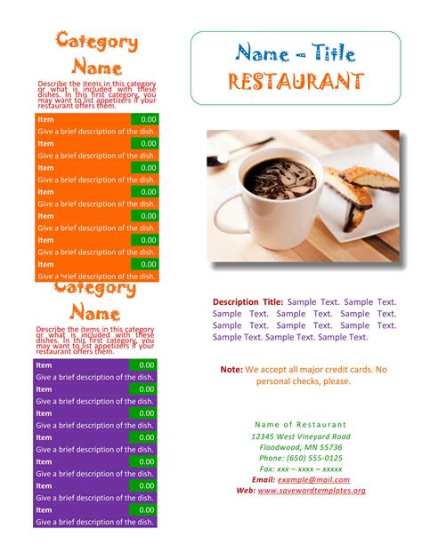 restaurant menu templates excel ghostwriterbooksxfccom