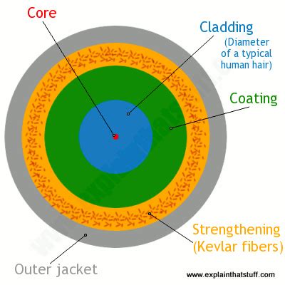 cross section   typical fiber optic cable showing  core
