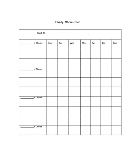 chore chart templates  kids templatelab
