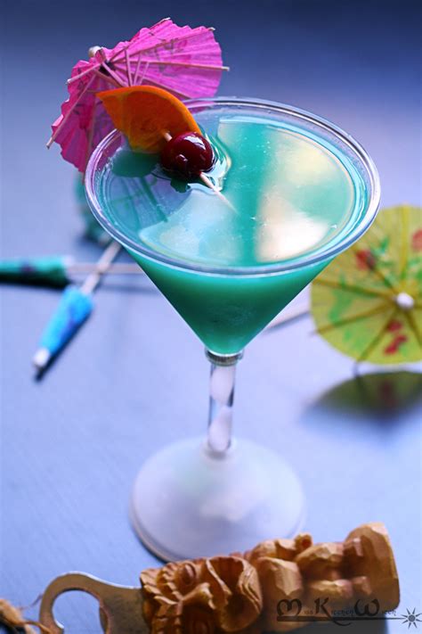Classic Blue Hawaii Cocktail With Homemade Sweet And Sour