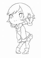 Chibi Line Coloring Pages Anime Deviantart Kawaii Girl Cute Lineart Color Bunu Colouring Books Hair Printable Sheets Visit sketch template