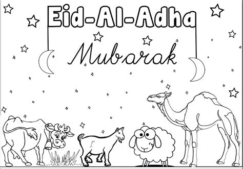 eid al adha mubarak  coloring page  printable coloring pages