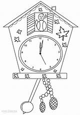 Clock Coloring Pages Kids Cuckoo Printable Clocks Colouring Cool2bkids sketch template