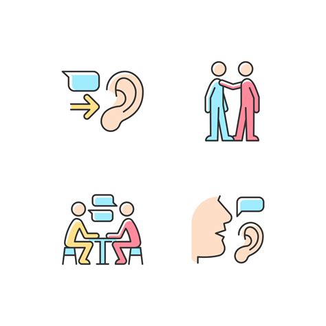 verbal  nonverbal communication rgb color icons set  vector