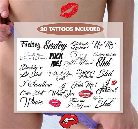20 large adult temporary tattoos tramp stamps kinky ddlg etsy