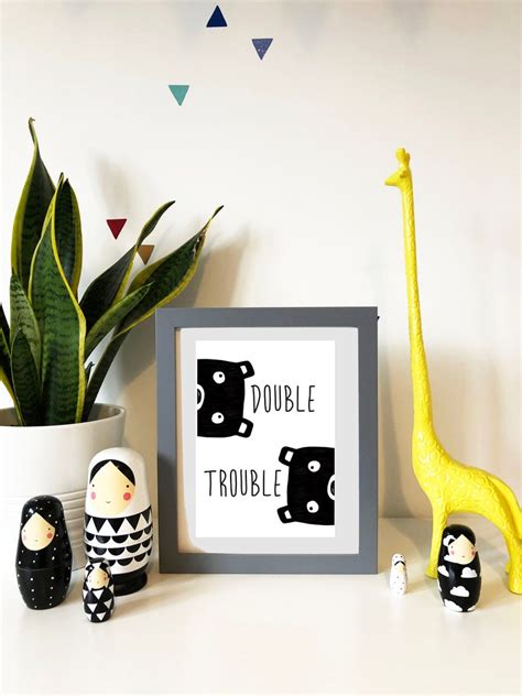 Double Trouble Print Double Trouble Wall Art Twins Room Print Etsy