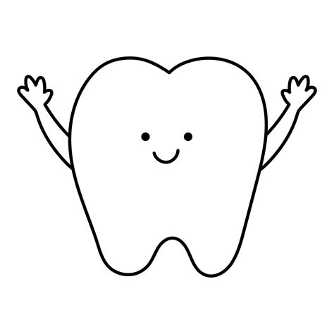 black  white kawaii tooth  hands  vector teeth  icon