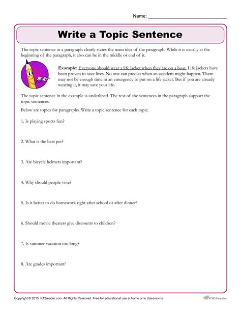 write  topic sentence