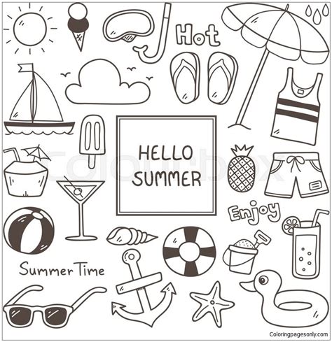 summer doodles coloring page  printable coloring pages