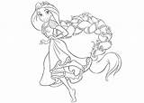 Coloring Pages Princess Rapunzel Tangled Hair Long Jasmine Disney Drawing Baby Pascal Printable Peach Colouring Color Belle Book Kids Princesses sketch template