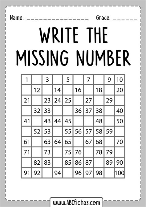 find  missing number worksheets