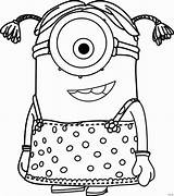 Minions Minion Coloring Pages Girl Cartoon Drawing Kids Bob Color Outline Cartoons Little Teens Sheets Despicable Baby Kevin Printable Harry sketch template